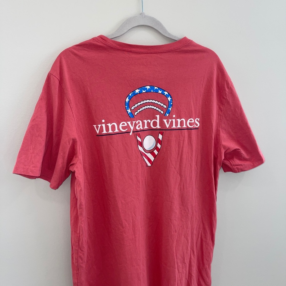 Vineyard Vines Salmon USA Lacrosse Theme Shirt